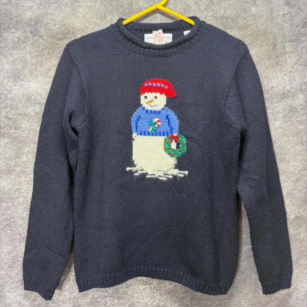 Marisa Christina Christmas Collection 2001 Snowman Sweater Size S Double Sided